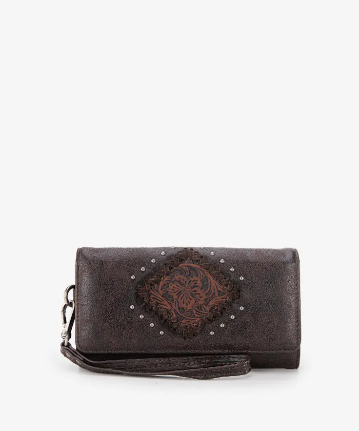 Montana West Tooled Studded Wristlet