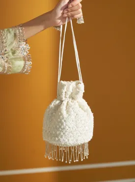 Mulmul Aadhya White Potli Bag