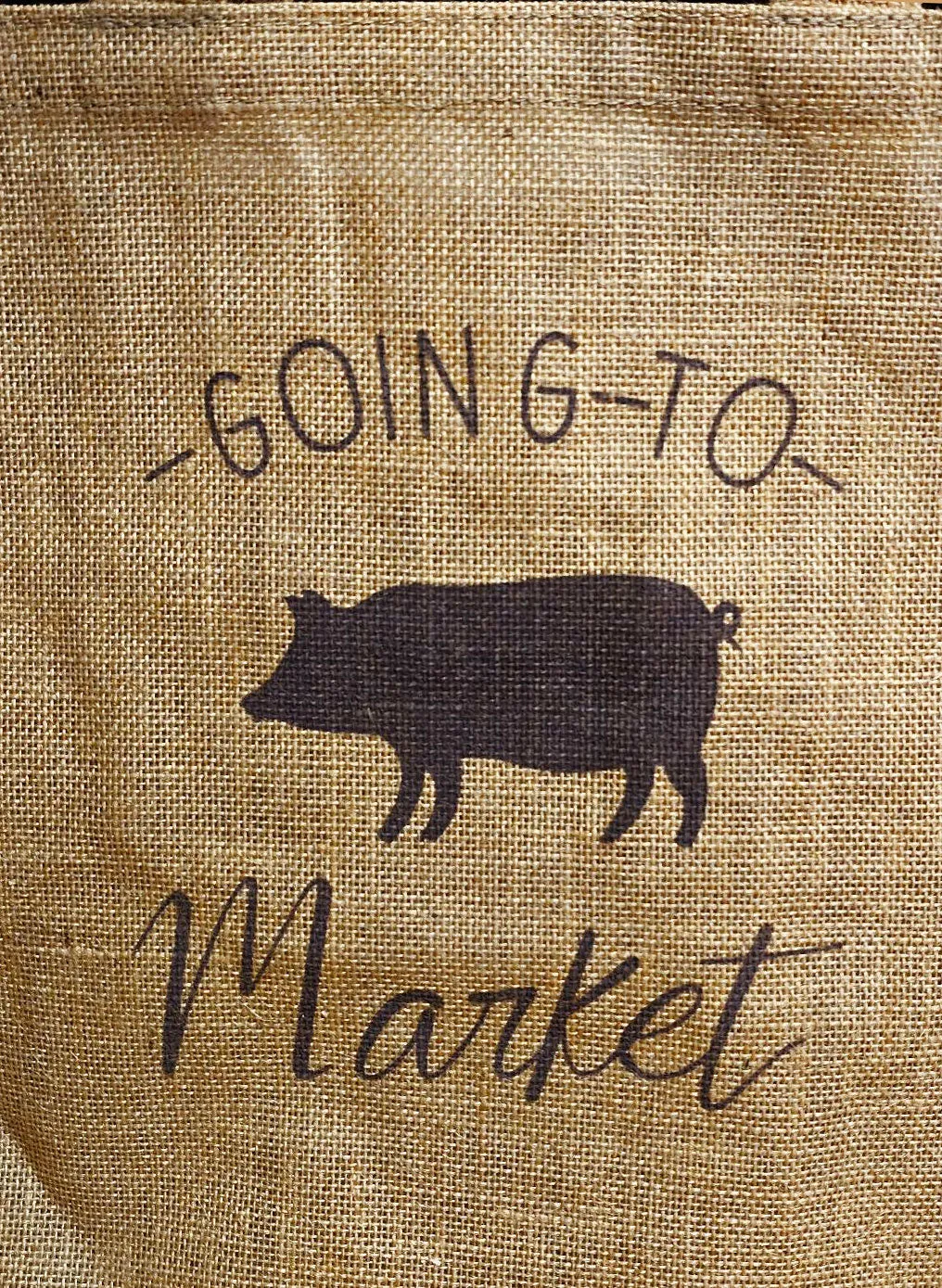 NEW - BALLARD DESIGNS GOING TO MARKET JUTE GROCERY TOTE ONE LITTLE PIG BAG REUSE