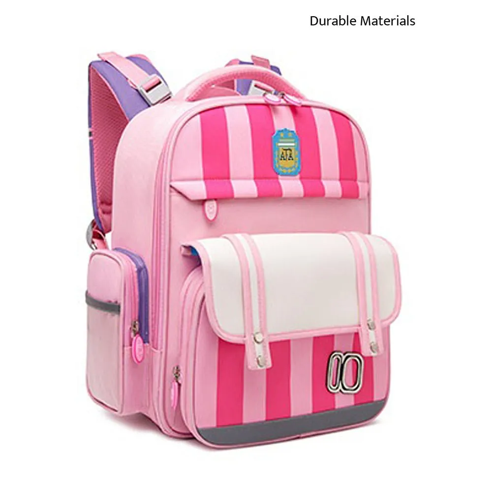 Pink Bold Stripes Insulated Lunchbag & Ergonomic School Backpack for Kids