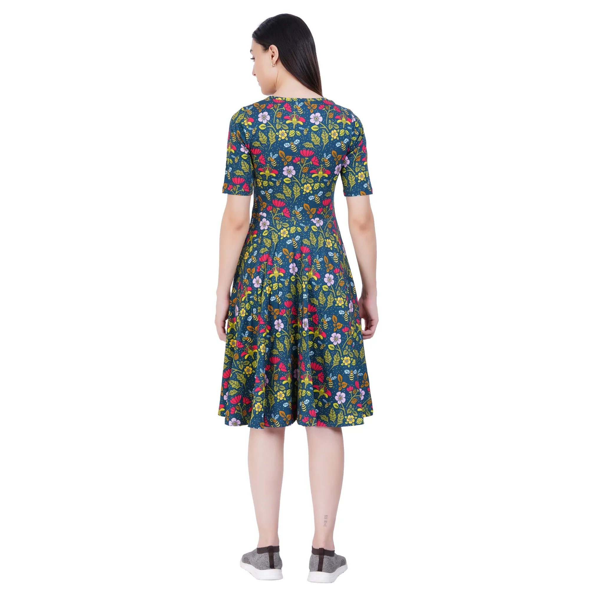 Pollinator Elbow Sleeves Twirl Dress