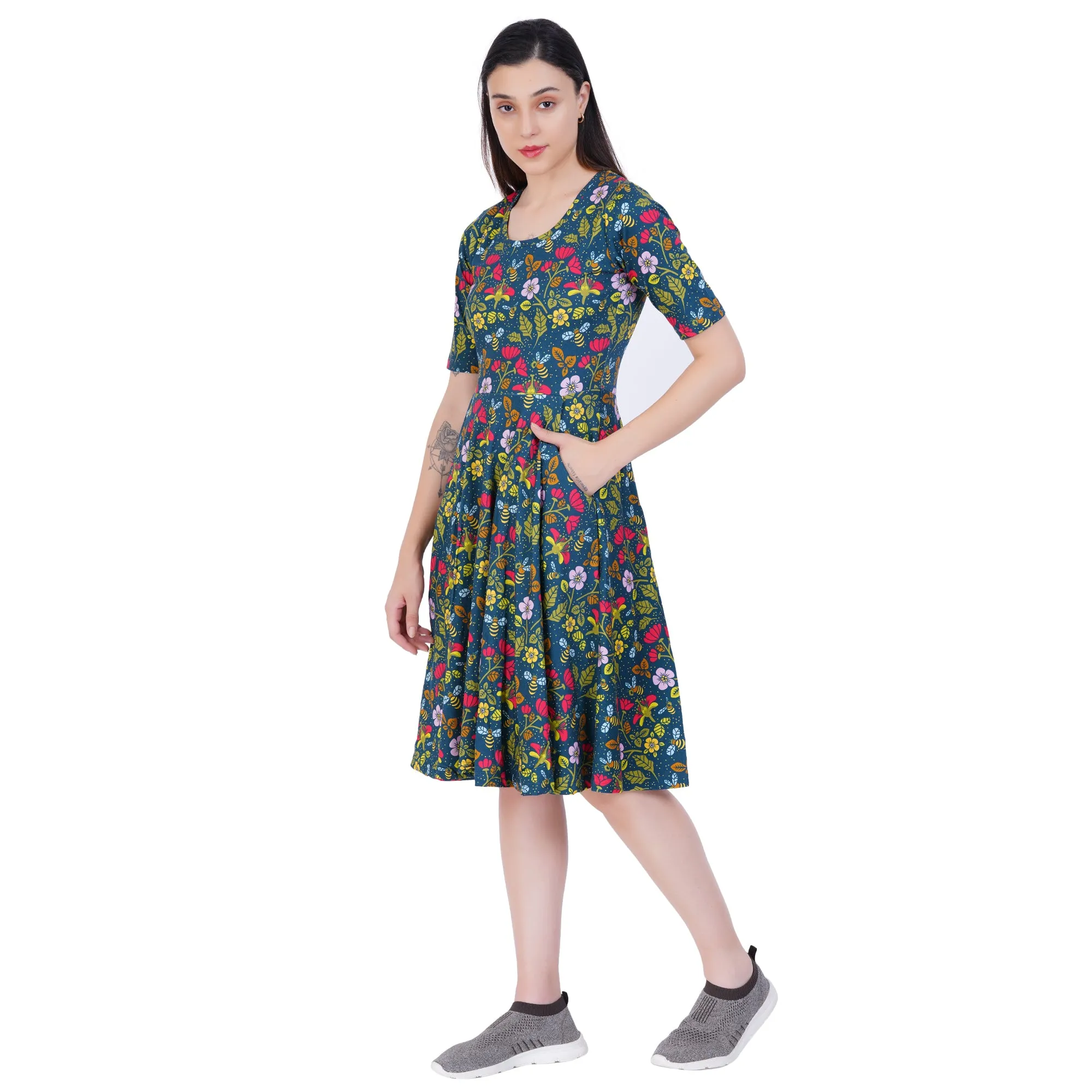 Pollinator Elbow Sleeves Twirl Dress