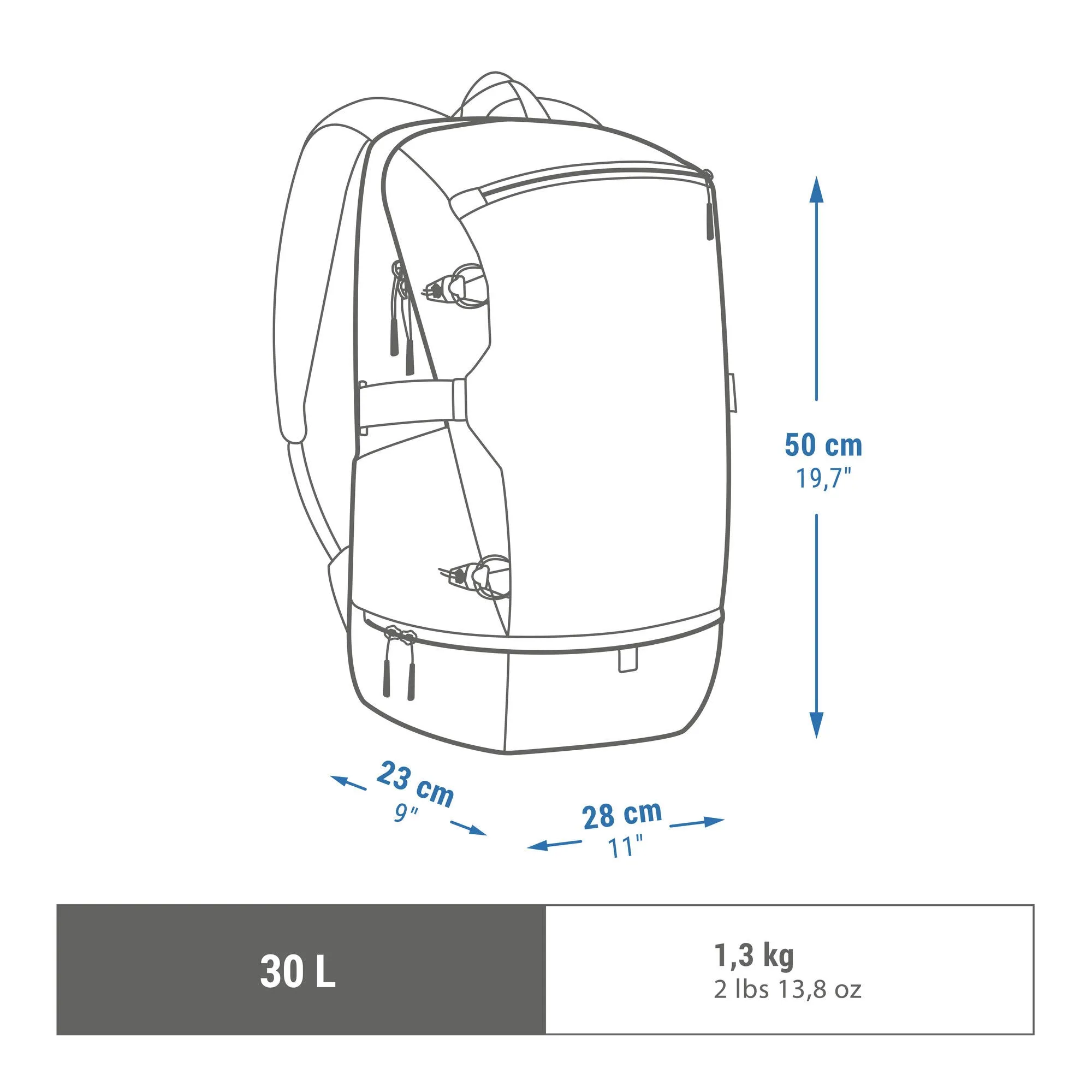 Quechua NH Arpenaz 500 30 L Hiking Backpack with Ice Compartment