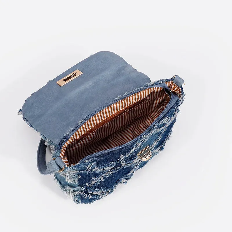 Ripped Denim Shoulder Bag