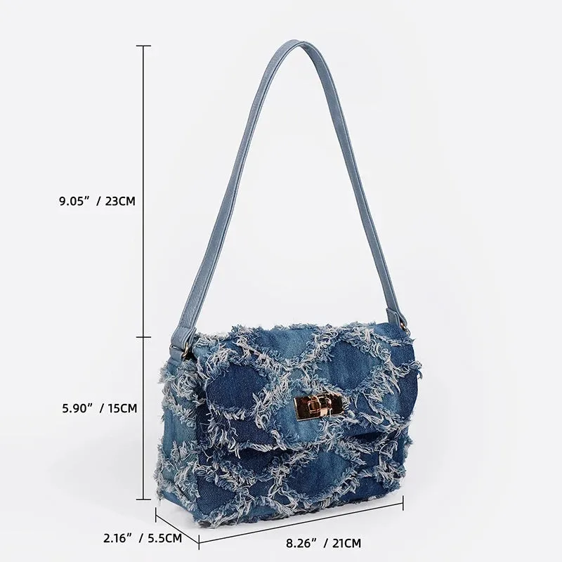 Ripped Denim Shoulder Bag