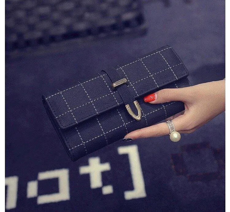 Ryleshi Long Plaid PU Leather Women Wallet