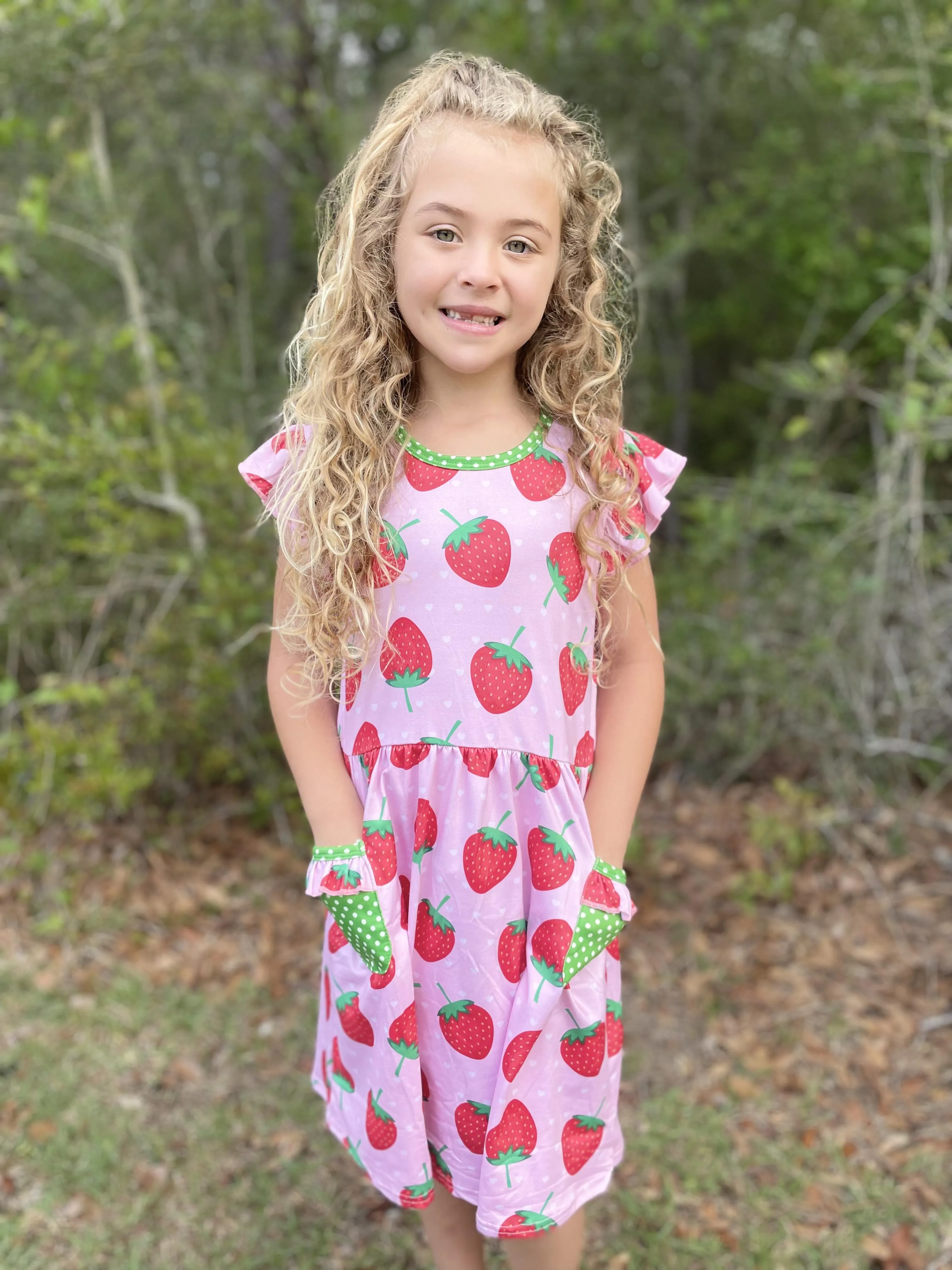 STRAWBERRY DRESS WITH POCKETS