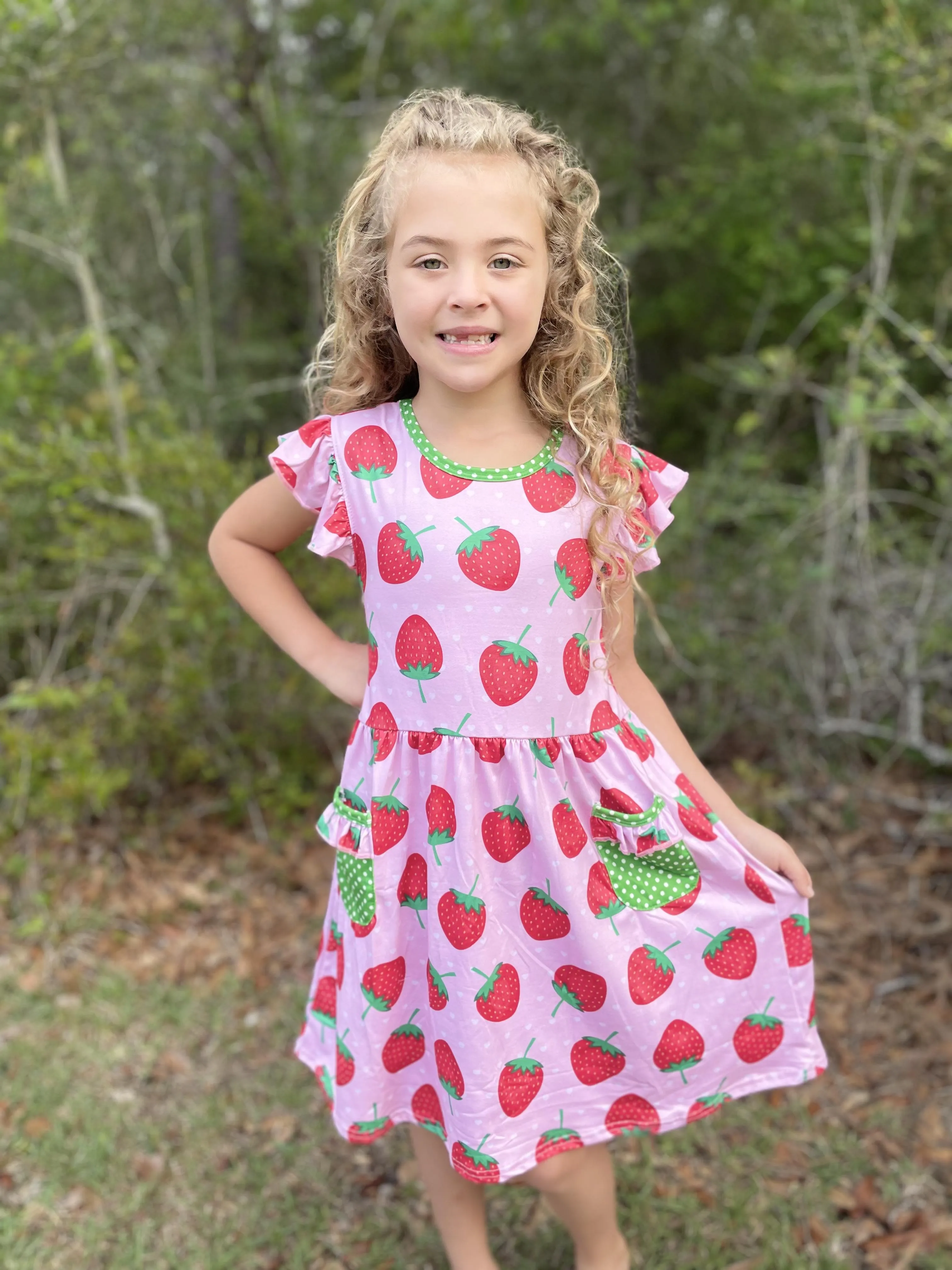 STRAWBERRY DRESS WITH POCKETS