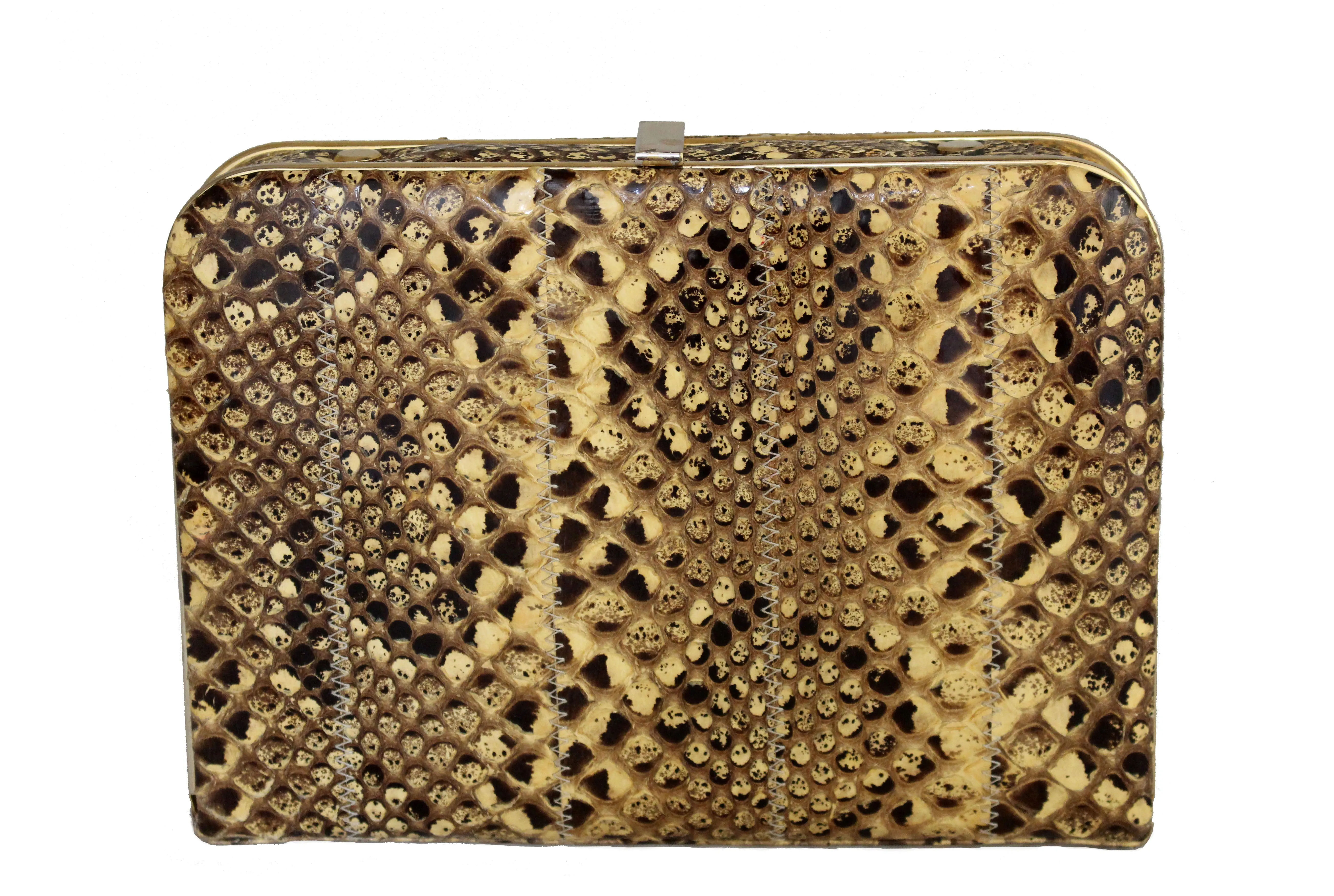 SUSAN GAIL rectangular python clutch