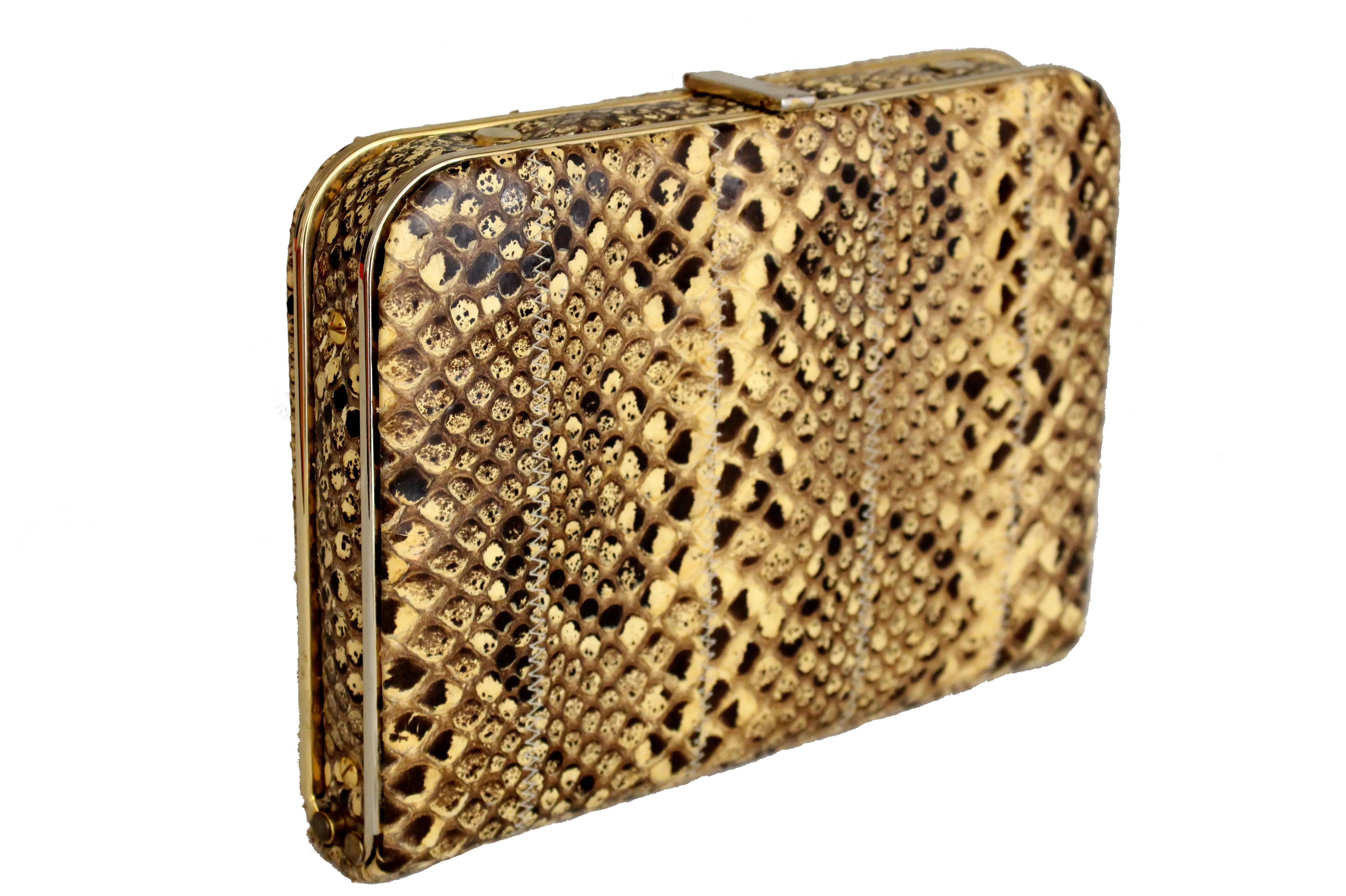 SUSAN GAIL rectangular python clutch