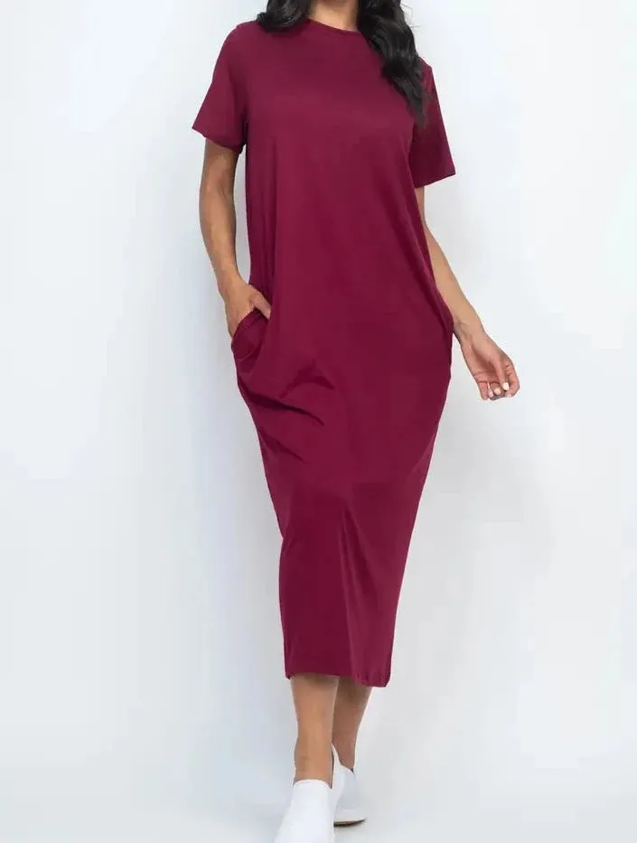 T-Shirt Midi Dress with Side Pockets