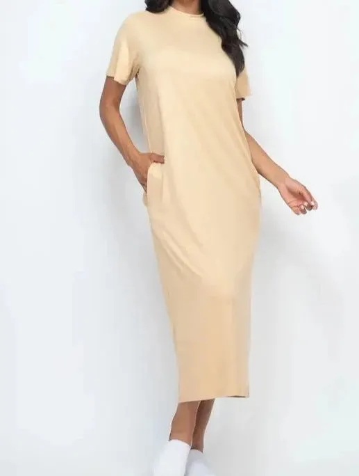 T-Shirt Midi Dress with Side Pockets