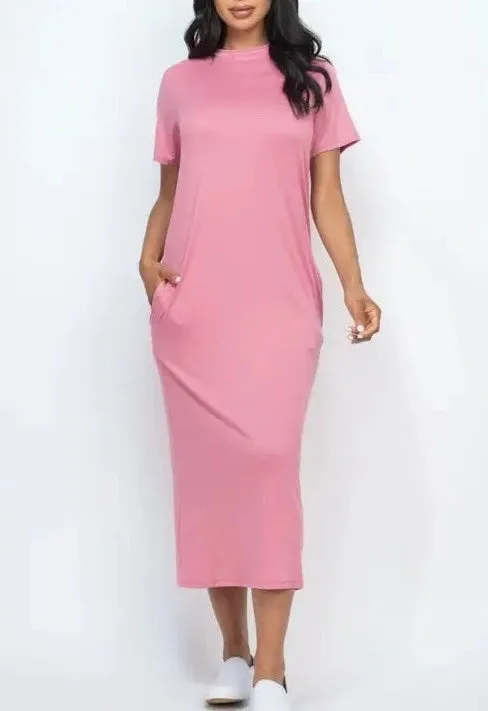 T-Shirt Midi Dress with Side Pockets