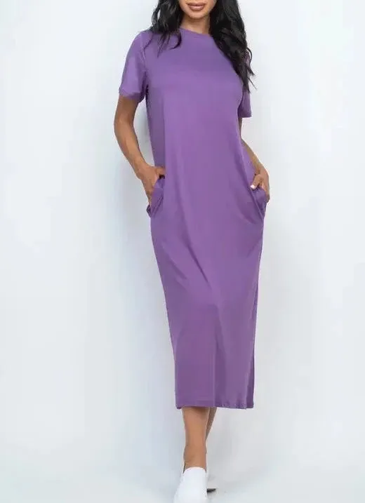 T-Shirt Midi Dress with Side Pockets