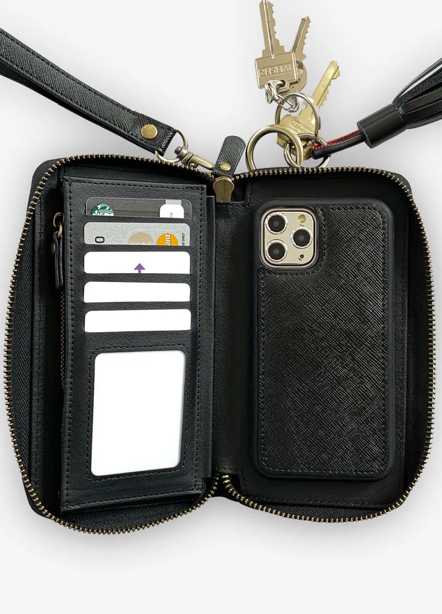 The Luxe Ultimate Wristlet Phone Case in Black