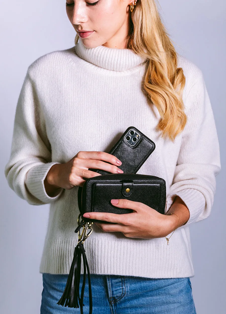 The Luxe Ultimate Wristlet Phone Case in Black