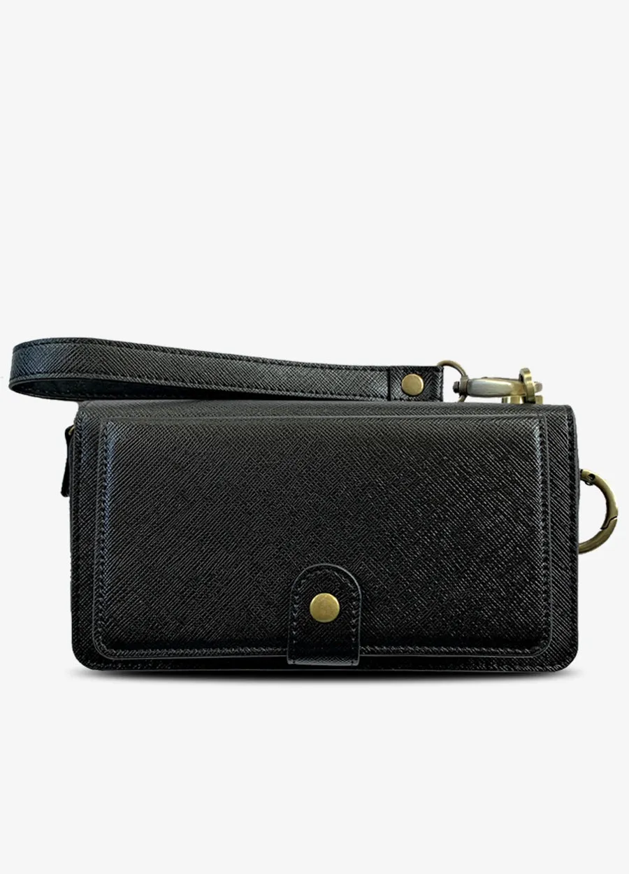 The Luxe Ultimate Wristlet Phone Case in Black