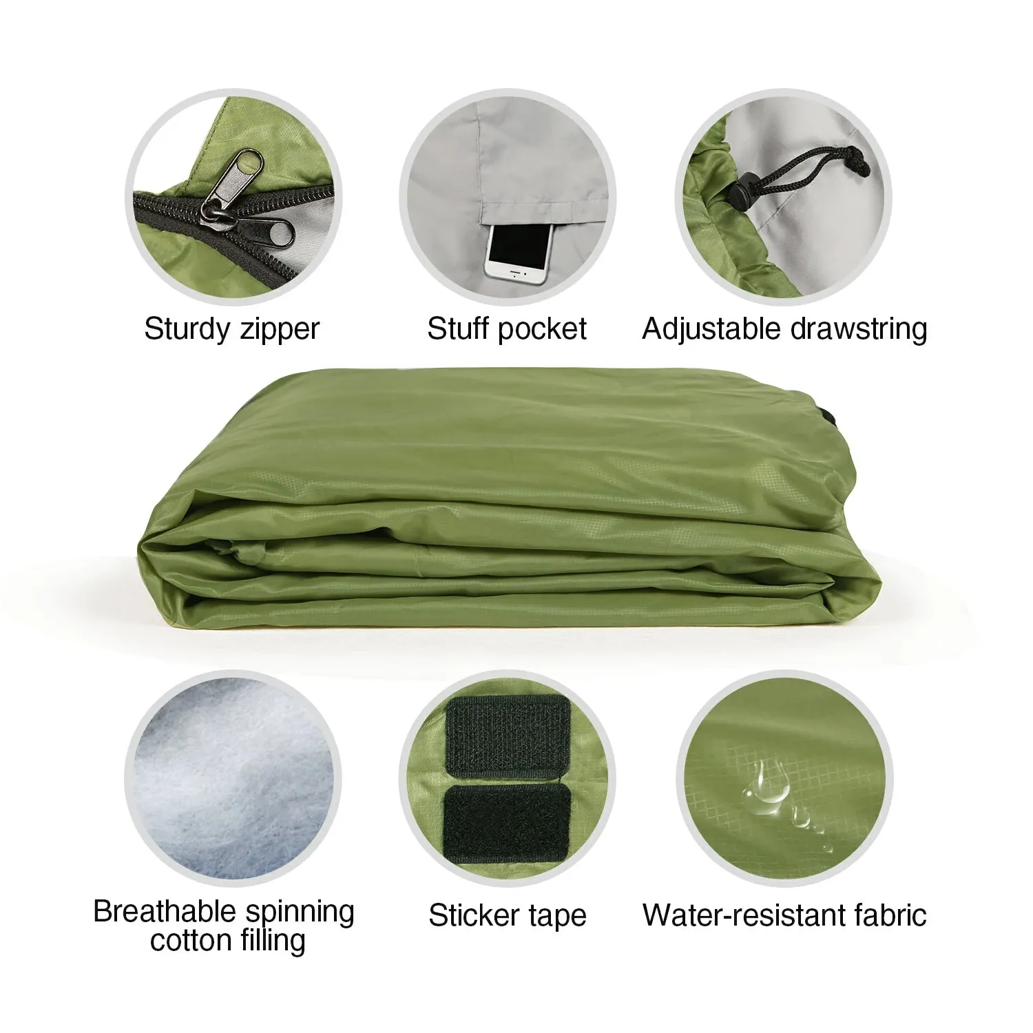 Ultralight Camping Sleeping Bag for Warm Weather,Green Blue Black Navy Blue