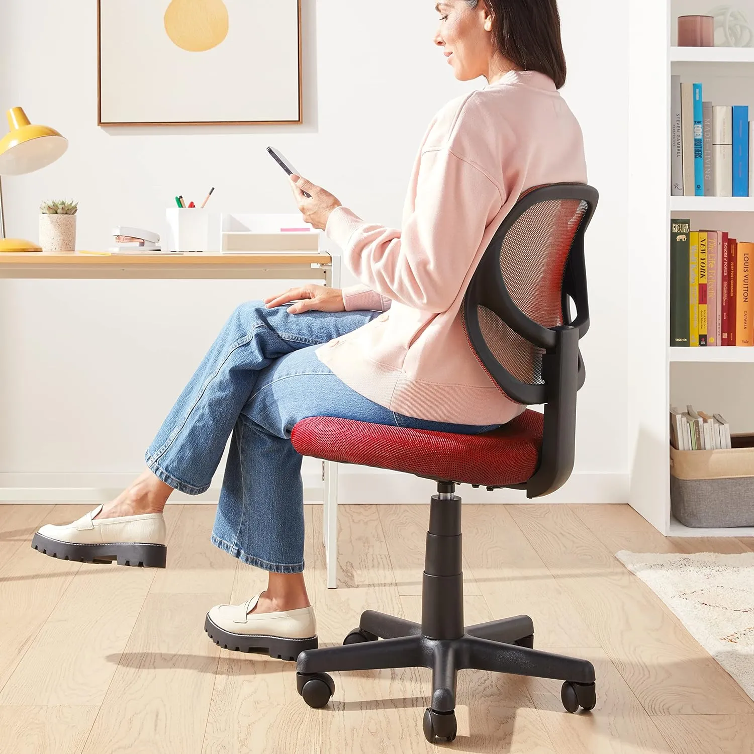 Upholstered Task and Computer Office Chair with Mesh Back