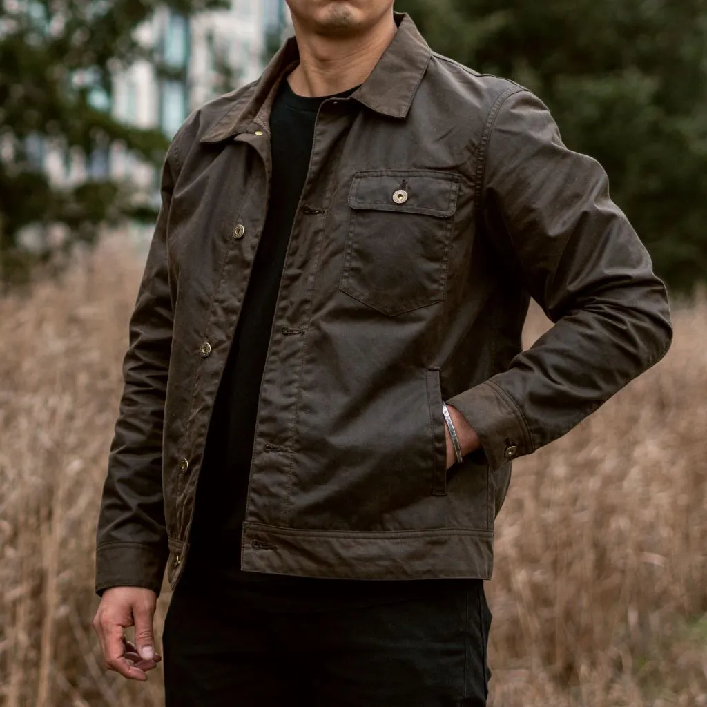 Waxed Canvas Field Jacket | Dark Olive