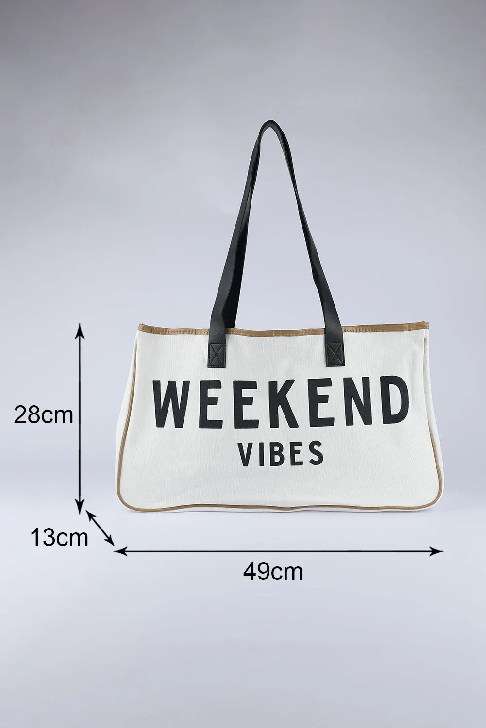 White WEEKEND VIBES Canvas Tote