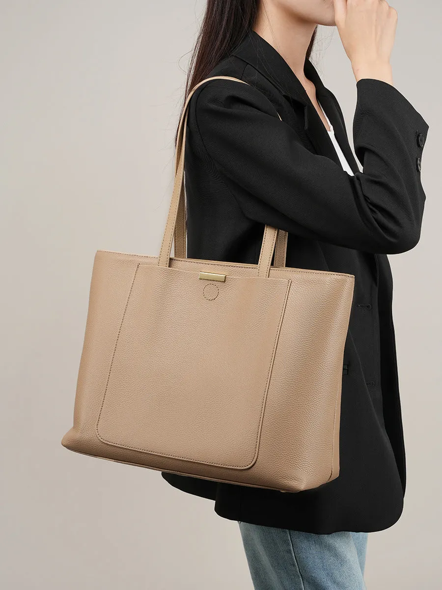 Women Casual Soft Cowhide Leather Tote Shoulder Bag