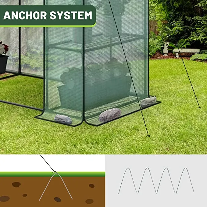 ZENY™ Mini Walk-in Greenhouse 3 Tier 6 Shelves with PE Cover and Roll-Up Zipper Door